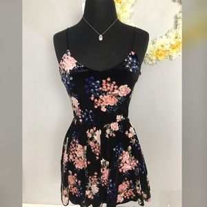 H&M Velvet Black Floral Romper